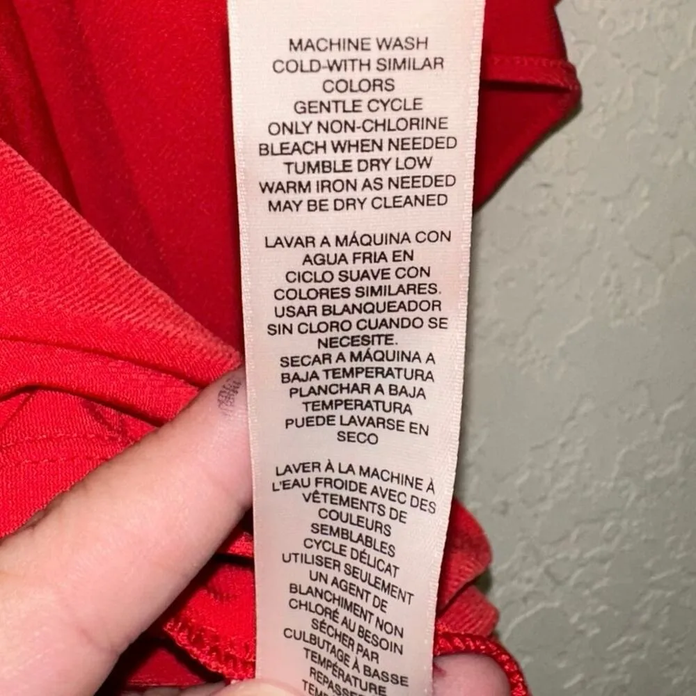 NWT Chico’s Red One Shoulder Ruffle Sleeve Top Blouse Size 1 Size M - Image 5