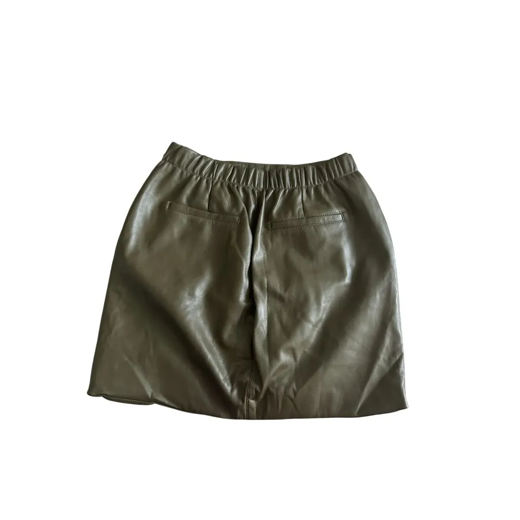 WEEEKEND Los Angeles Olive Green Faux Leather Skirt Size Small - Image 3