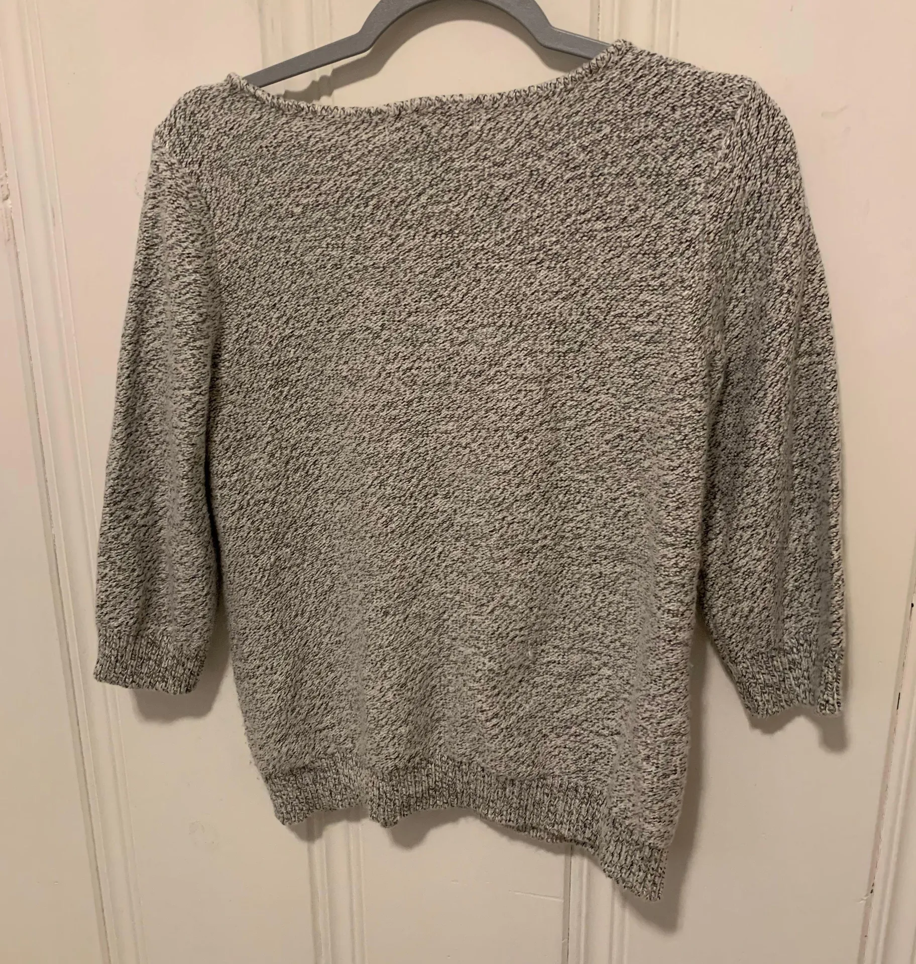Karen Scott Grey White Marled Cable Knit Boatneck 3/4 Sleeve Sweater Size XSmall - Image 2