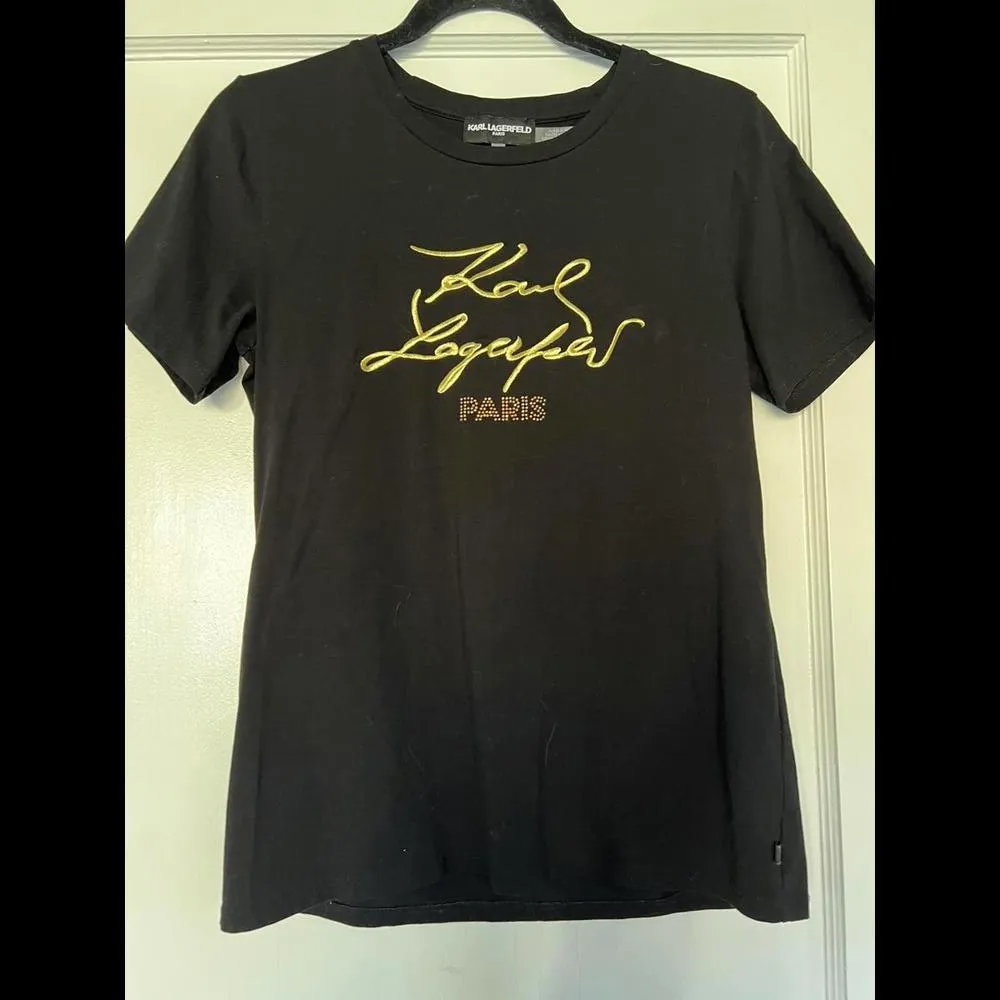 Karl Lagerfeld Paris Tee - Stylish Black T-Shirt -Small - Image 3