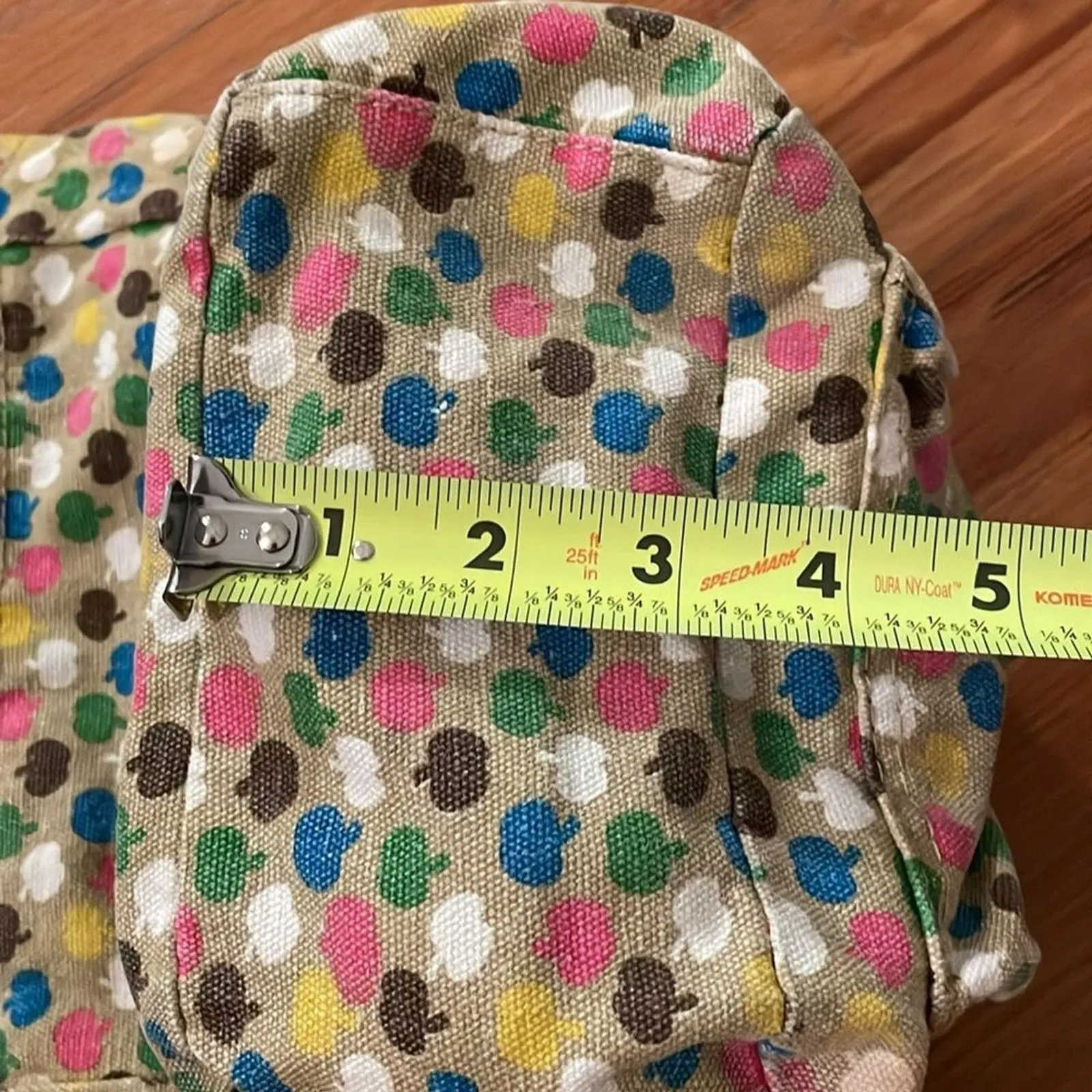 Kavu Canvas Tan Apple Print Shoulder Bag Tote  7x10x3 in - Image 10