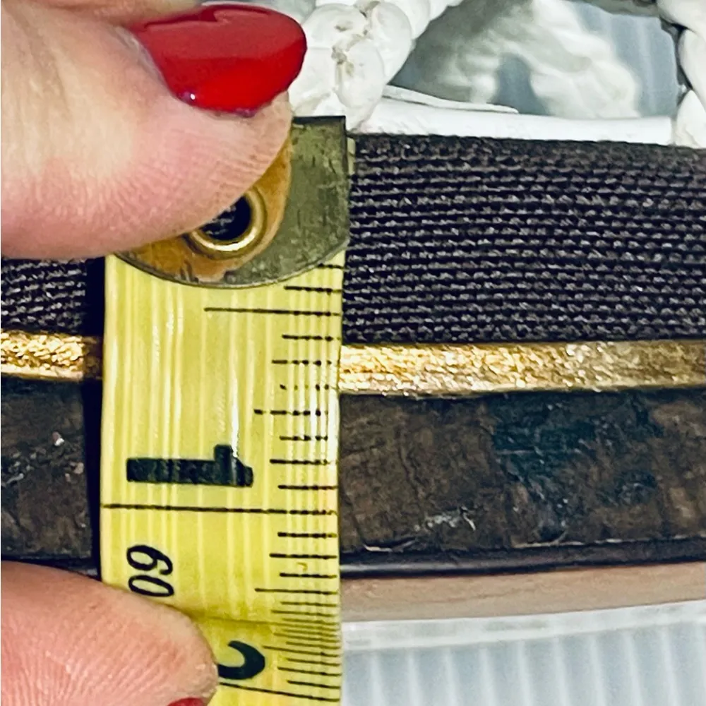 COLE HAAN SZ 8 White patent leather woven  Wedge Sandals Slingback Cork Gold - Image 13