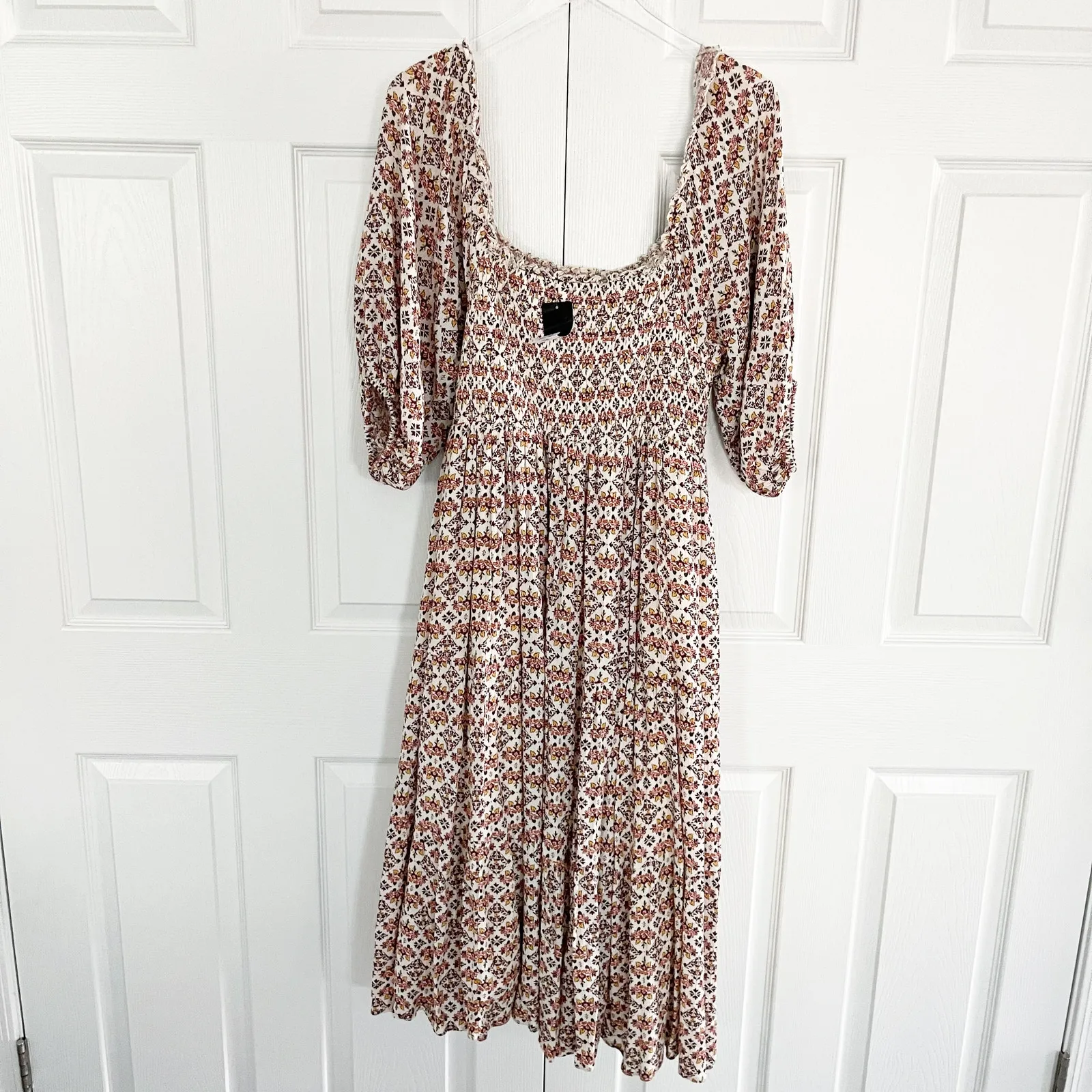 Torrid Floral Midi Gauze Off The Shoulder Tiered Dress in Pristine - Image 12