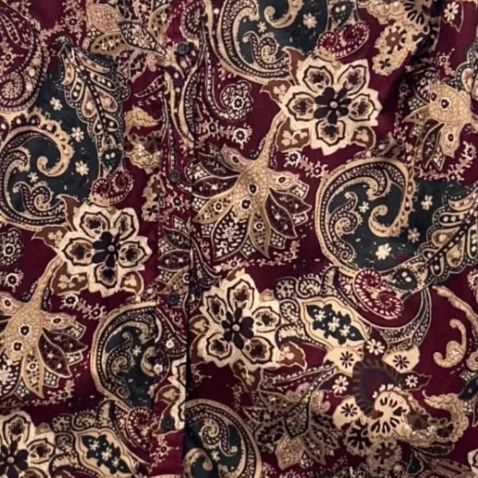 Chaps Paisley Button Up Blouse Maroon‎ 2X - Image 5