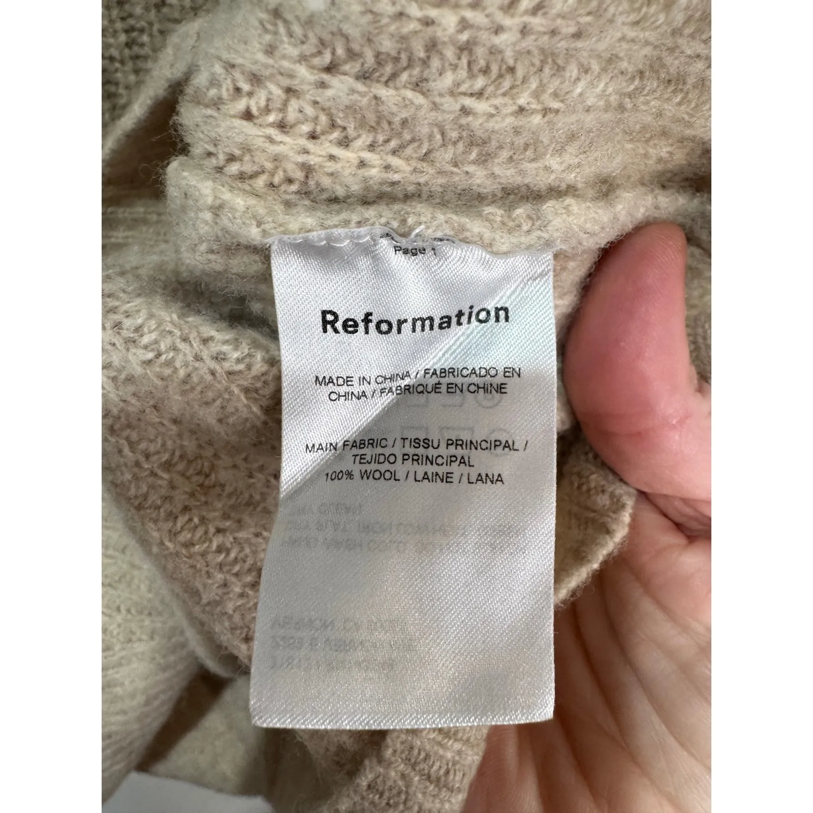 Reformation Lotto Wool Swester Sz M Tan Cropped - Image 8
