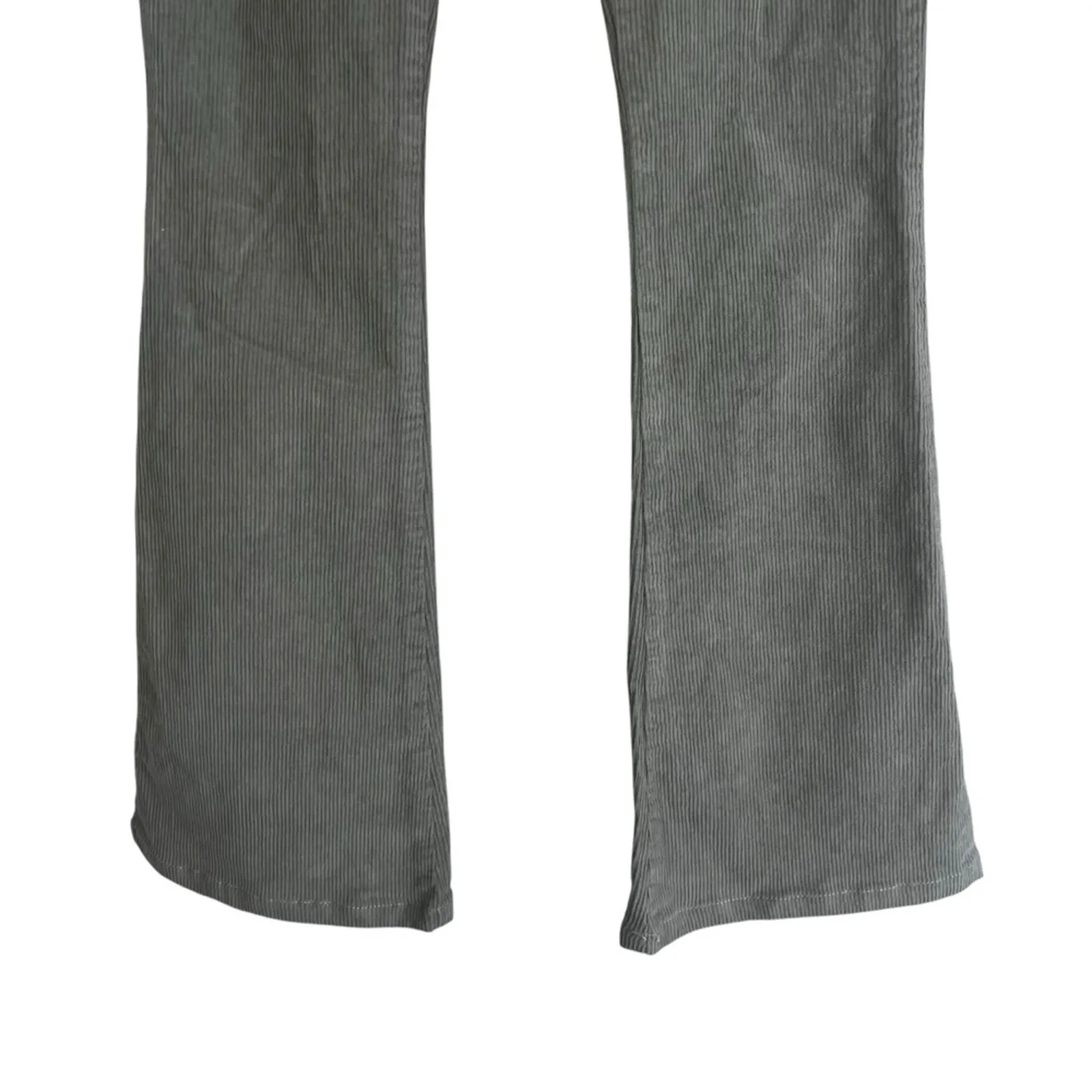 ASOS Pants Womens 0 Green Corduroy High Rise Flare Stretch 70s Retro Minimalist - Image 3
