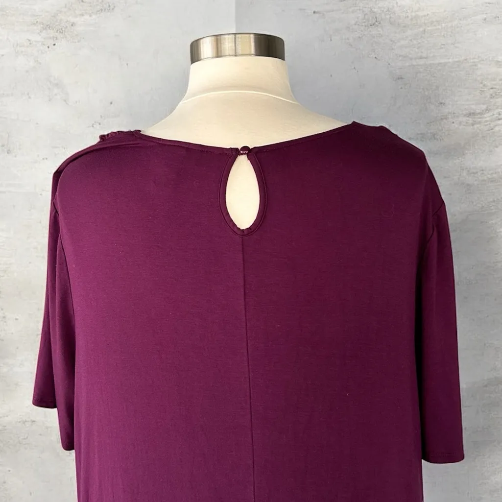 NWT!Catherines Deep Purple Midi Dress with Lace Detail Size 4X - Image 4