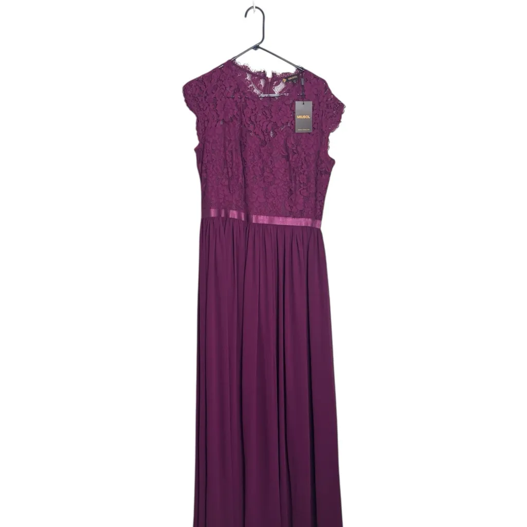 Miusol NWT Formal Magenta Floral Lace Bridesmaid Party Maxi Dress - Image 10