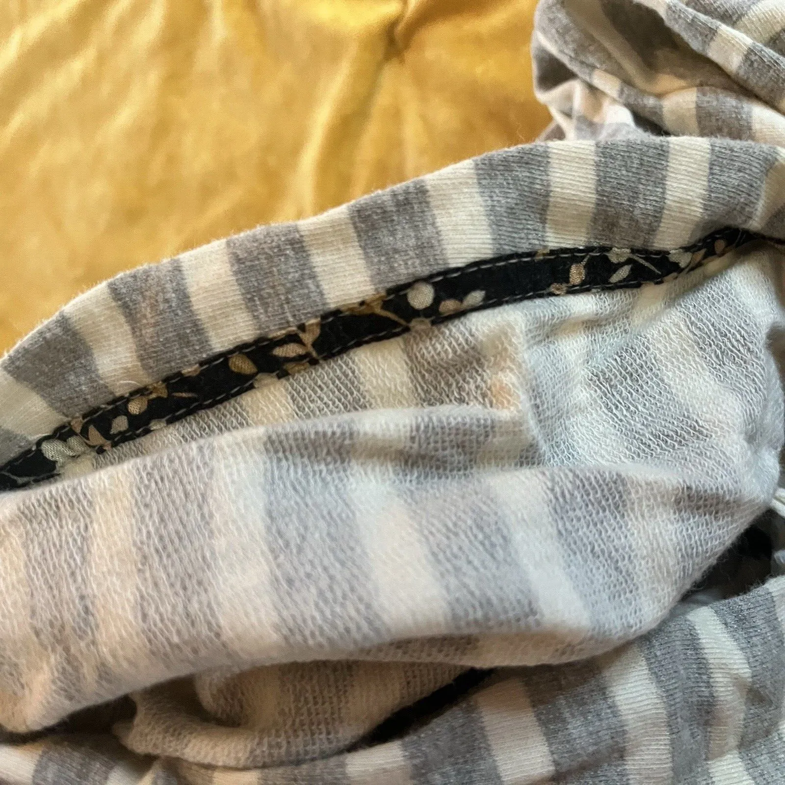 Saturday Sunday Ruffle Striped Full Zip Hoodie Gray Cream Size Small EUC - Image 13