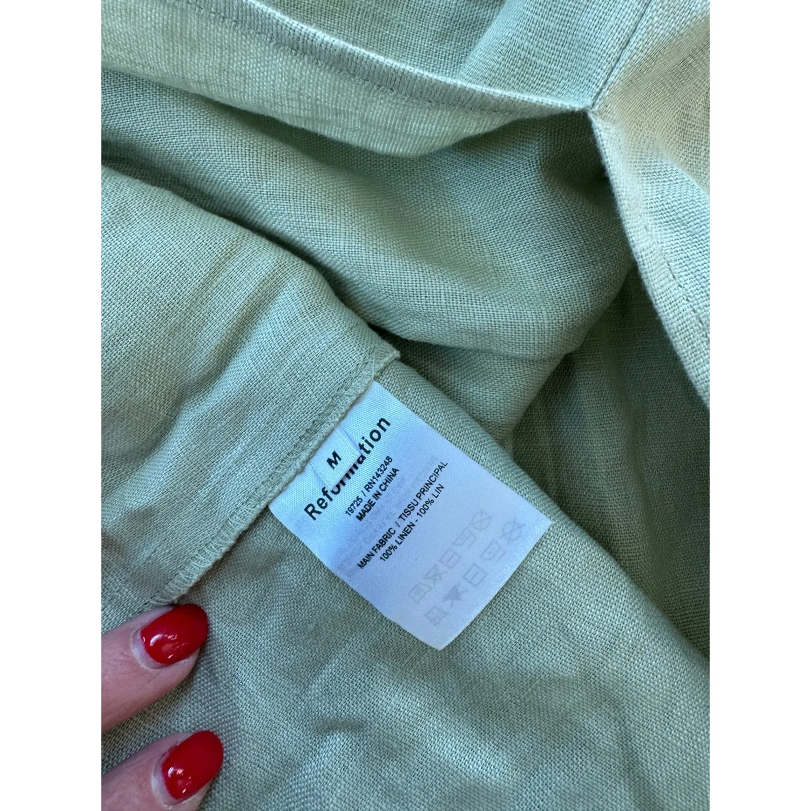 Reformation Sage Linen Smocked Square Neck Maxi Dress Puff Sleeve M Romantic - Image 5