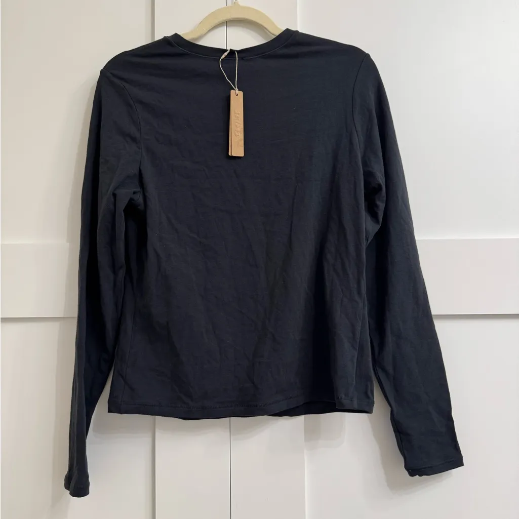 Skims Cotton Jersey Long Sleeve T-Shirt in Soot, Size XL - Image 2