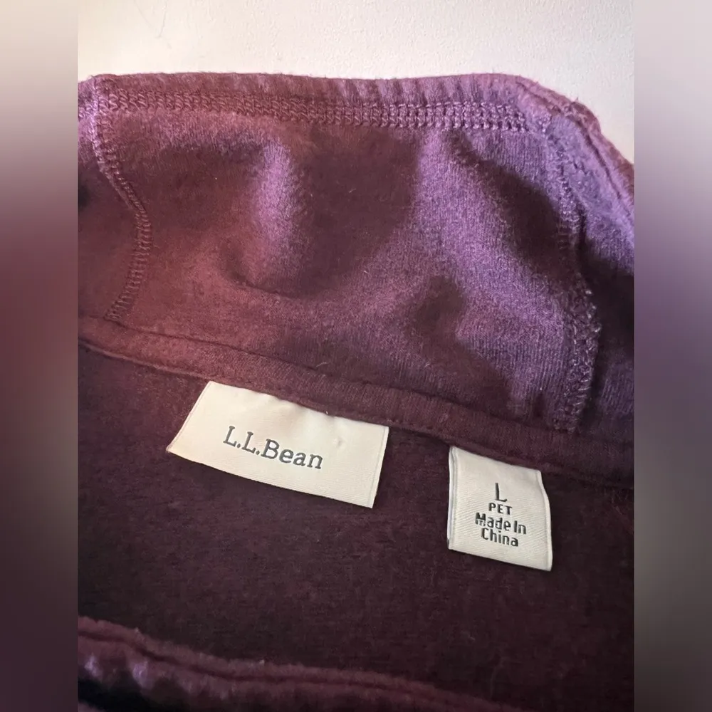 LL Bean Pullover Loungewear Athleisure Sweater Maroon Pockets Petite Large - Image 2