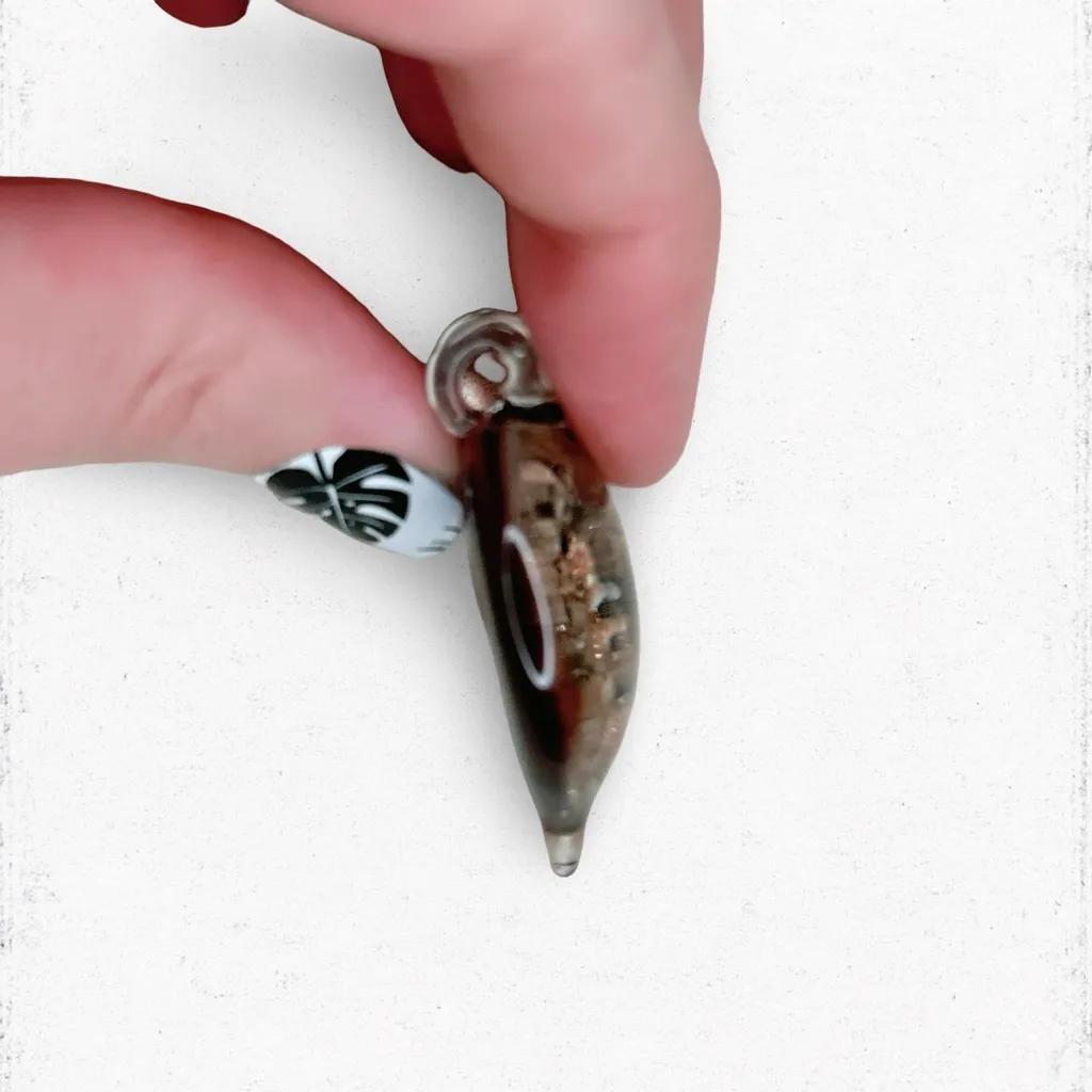 6912. Bronze Art Glass Pendant Brown - Image 2