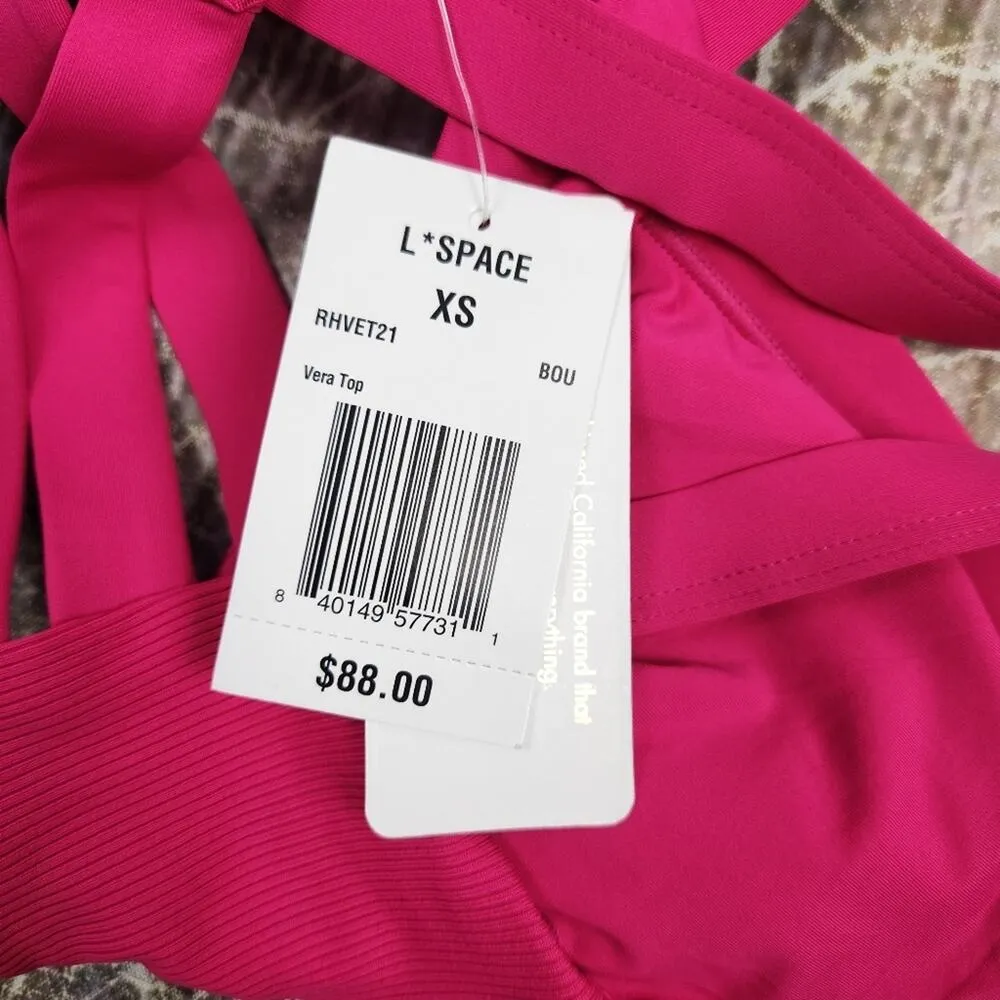 L*Space Vera Bikini Top in Bougainvillea Pink Ribbed Size XS NWT - Image 4