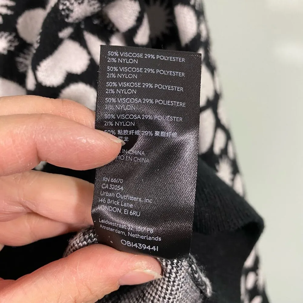 Maeve by Anthropologie Black & White Heart Print Boat Neck Sweater Size XS - Image 3