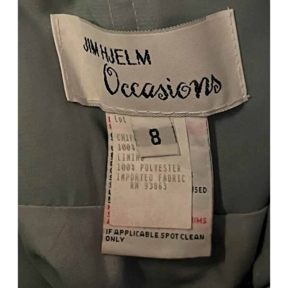 Jim Hjelm Occasions Size 8 Pewter Crinkle Chiffon Dress Style 5424 Formal Blue - Image 9