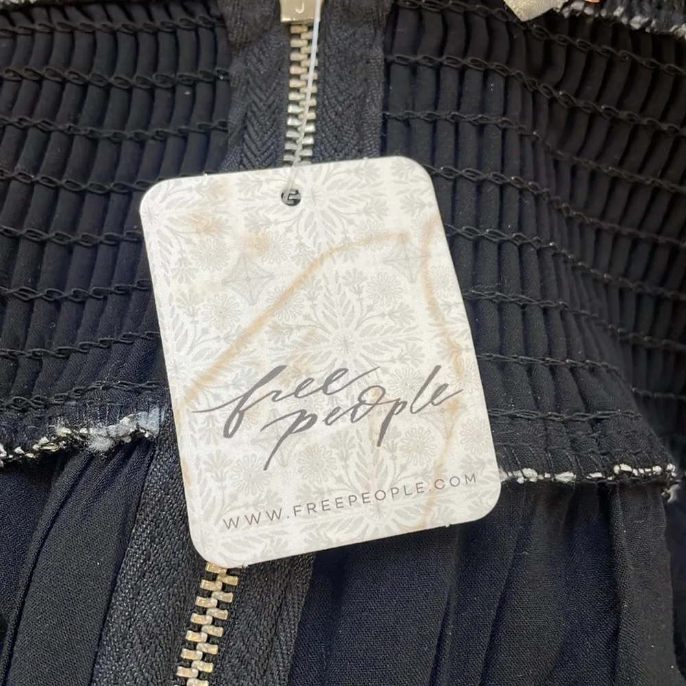 NWT Free People Black Floral Bubble Babdydoll Dress Size L - Image 11