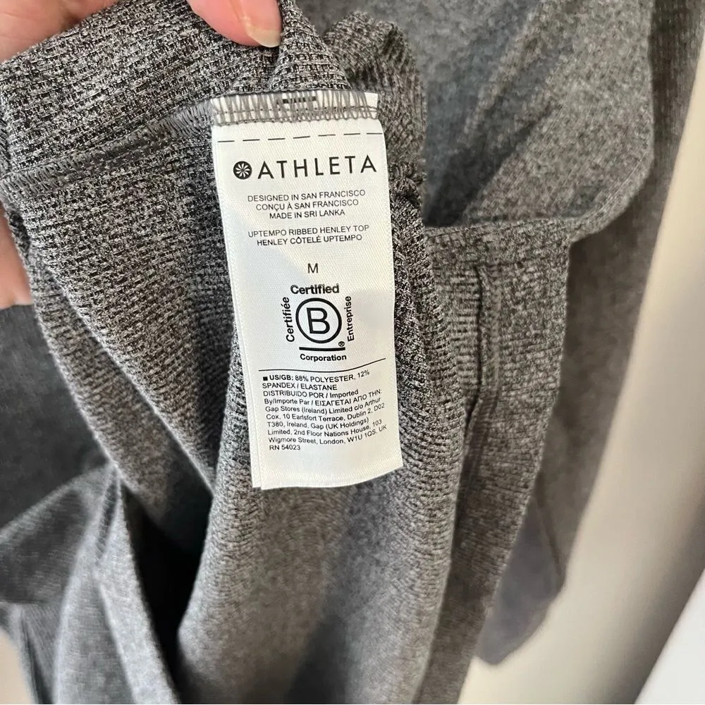 Athleta Uptempo Ribbed Henley Gray Ribbed - Image 5