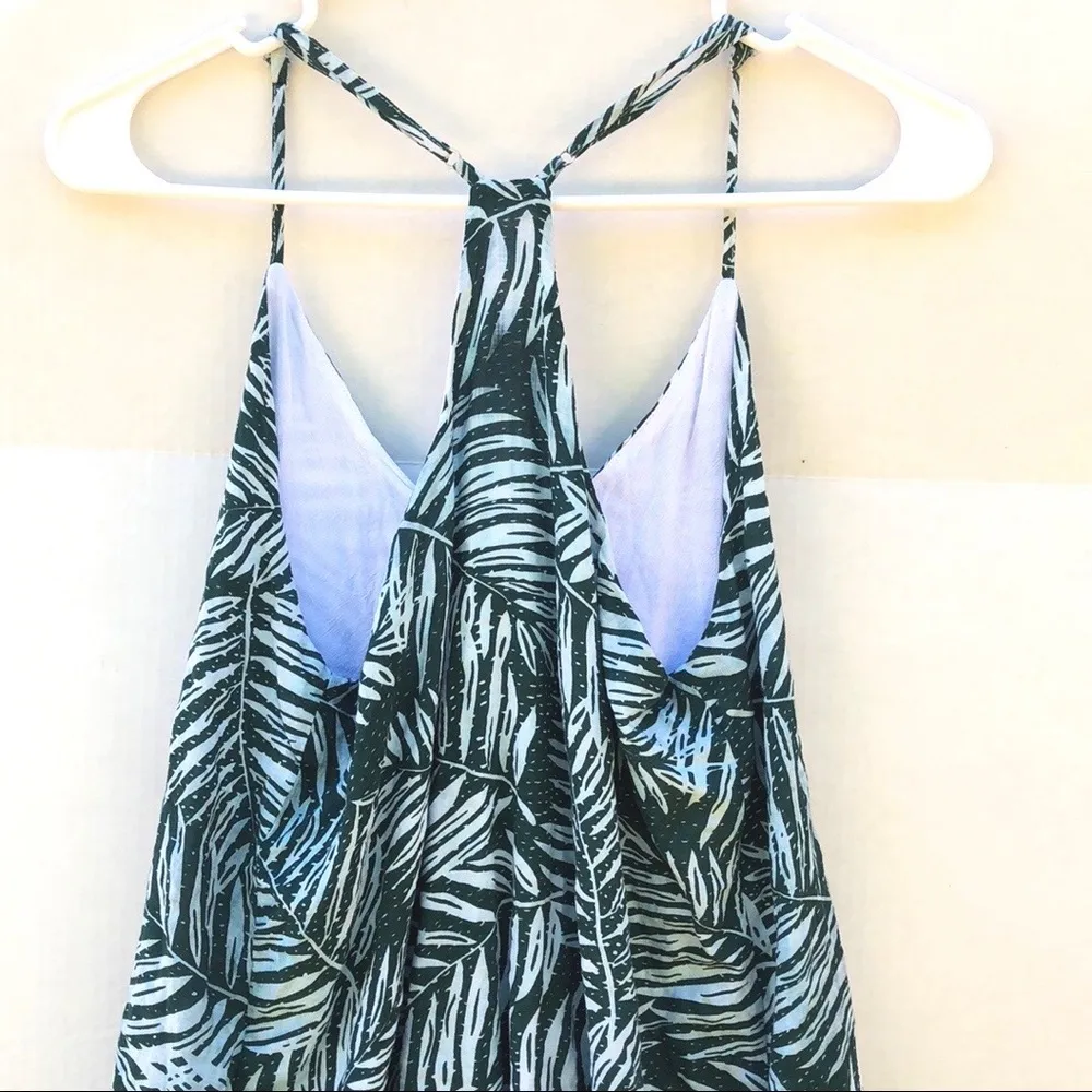 Lucca Couture Womens small Green Leaf print Racerback V-neck sleeveless dress - Image 5