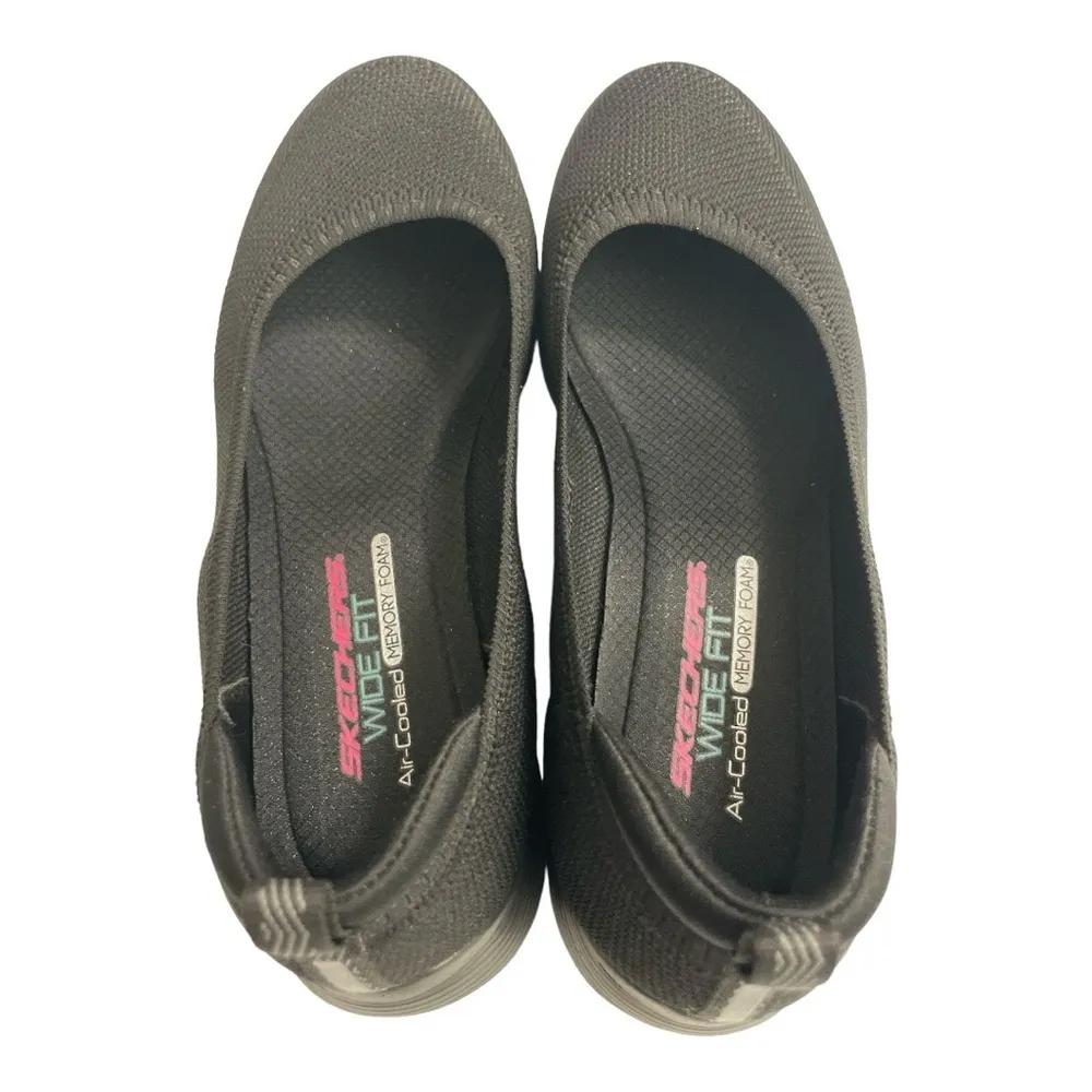 SKECHERS Women's Size 9.5
Wide Fit Air-Cooled Memory Foam Black Slippers 104134W - Image 10