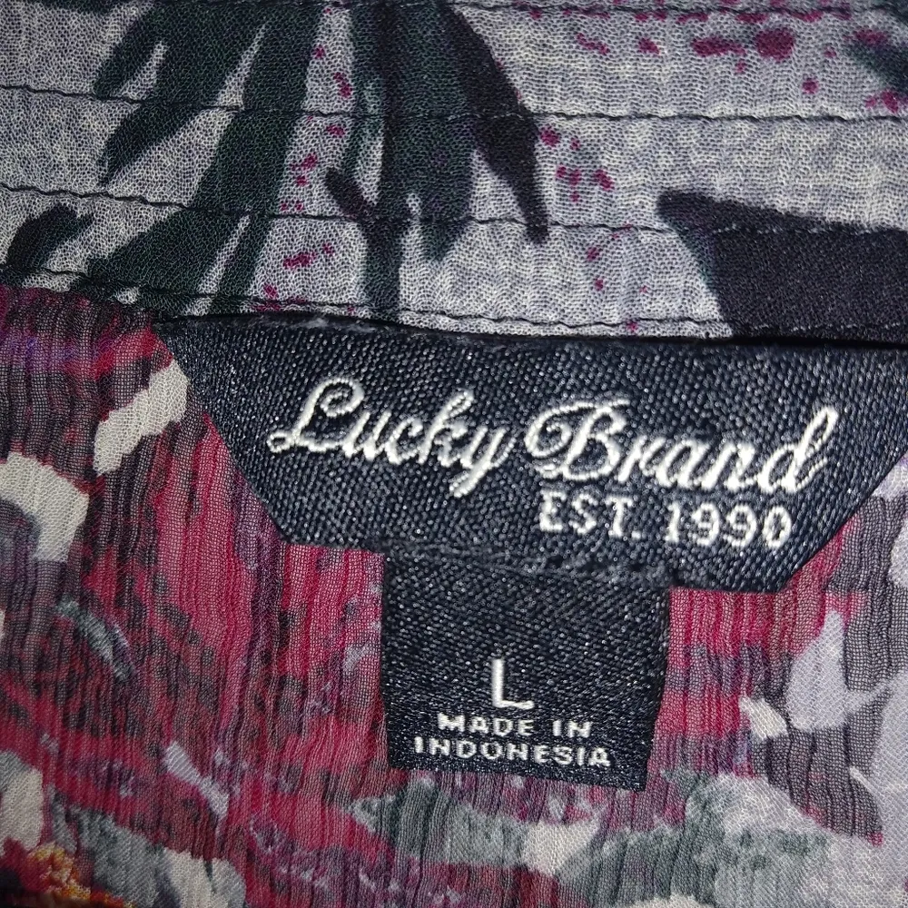 Lucky Brand L Wine Winter All Over Floral Stretch Top - Image 3