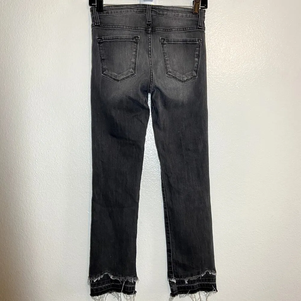 Flying Monkey Jeans Frayed Hem Released Hem Mid Rise 5-Pocket Black Wash 24 - Image 5