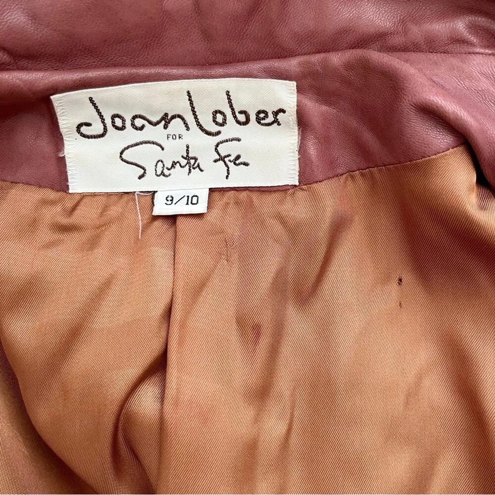 Vintage 70s Belted Leather Jacket Brick Red Button Front Joan Lober Santa Fe, S - Image 3