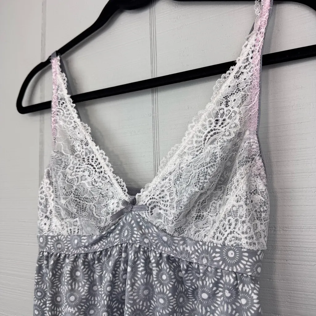 Marilyn Monroe Intimate Sleepwear Babydoll Pajama Tank Top Gray Pattern Lace S - Image 2
