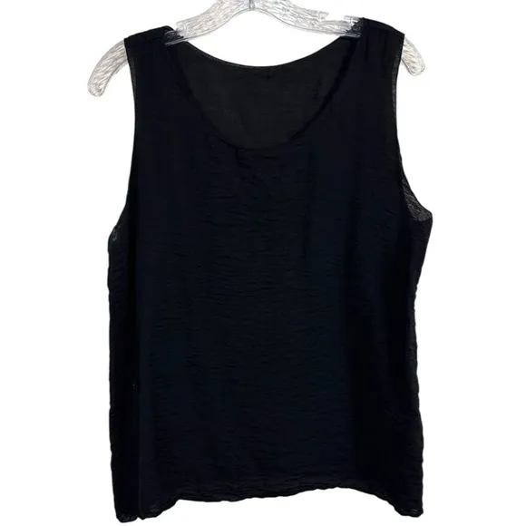 Cut Loose Black Tank Top‎ Lightweight Flowy Lagenlook Sheer Minimalist sz Large - Image 7