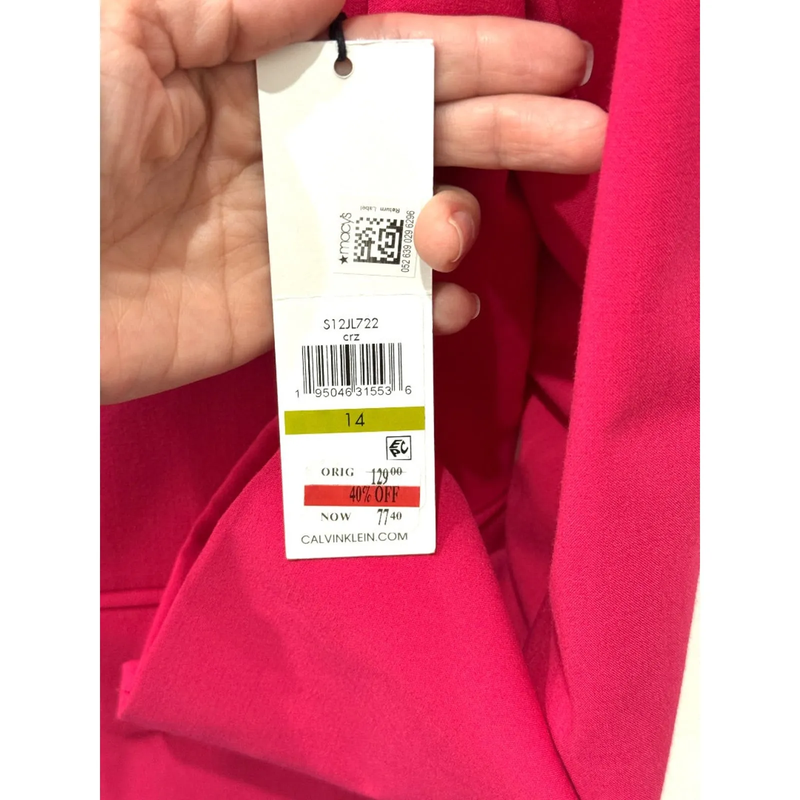 NWT Calvin Klein Peak Lapel Open Front Blazer Officewear Pink Women's Size 14 - Image 5