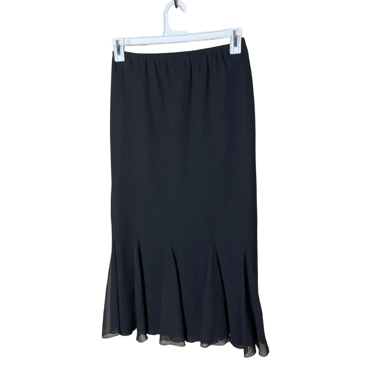 S.L. Fashions Skirt Womens Size 10‎ Black Maxi Pleated Flared Hem Elegant Flowy - Image 7