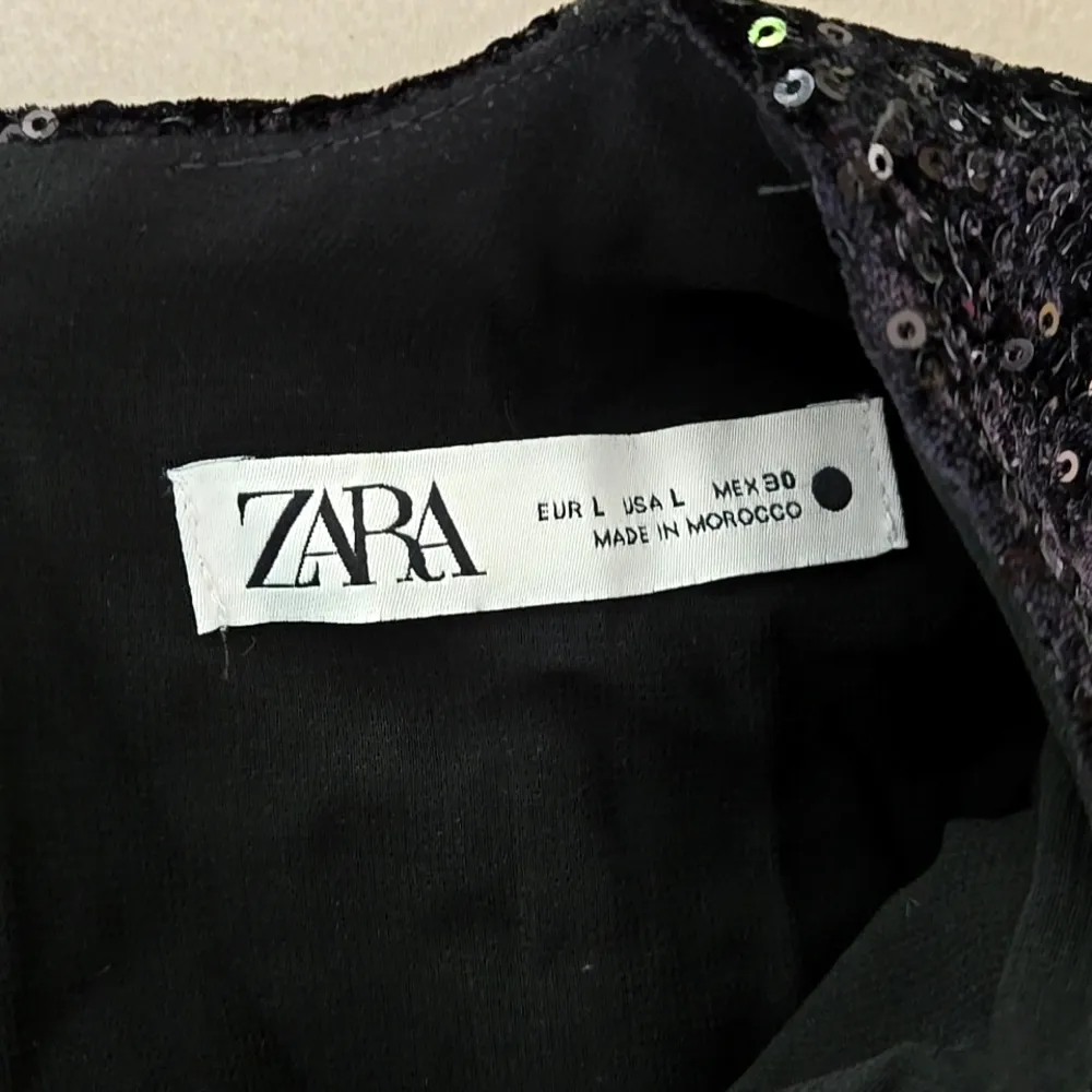 Zara Elegant Black Sequin Mini Dress Size L - Image 6
