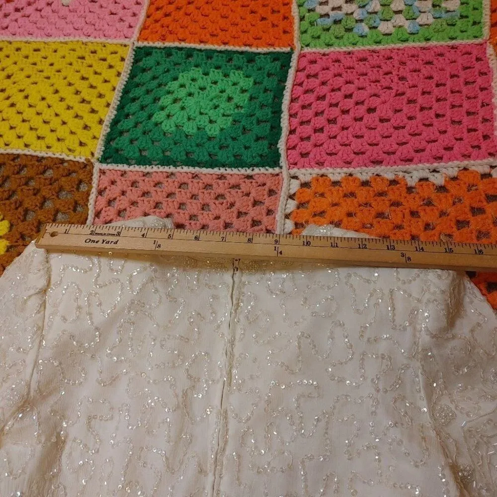 Brilliante by J.A White Vintage Sequin Beaded 80's Size Small Shoulder Pads Retr - Image 6