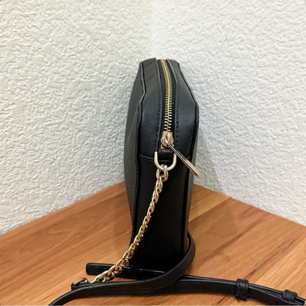 MICHAEL KORS Black Jet Set Large Saffiano Leather Gold Chain Crossbody Bag - Image 5