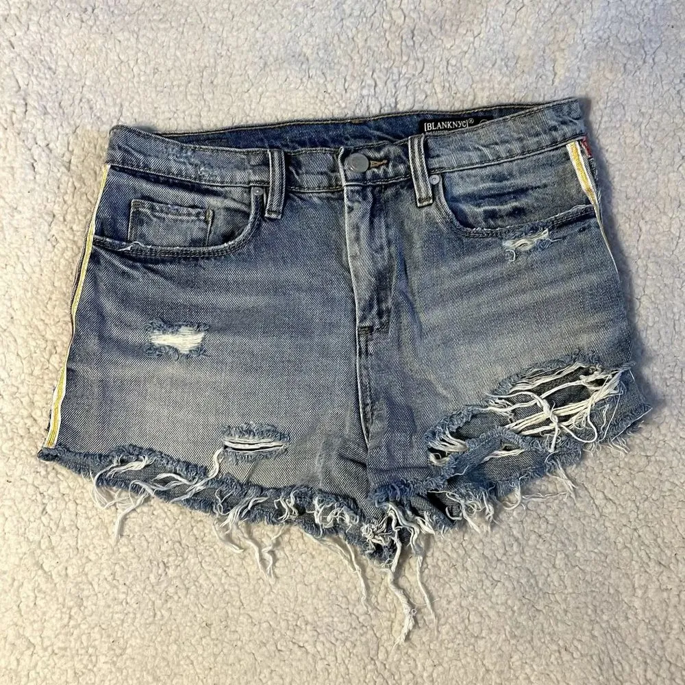 BLANK NYC The Barrow High Rise Distressed Shorts - Image 10