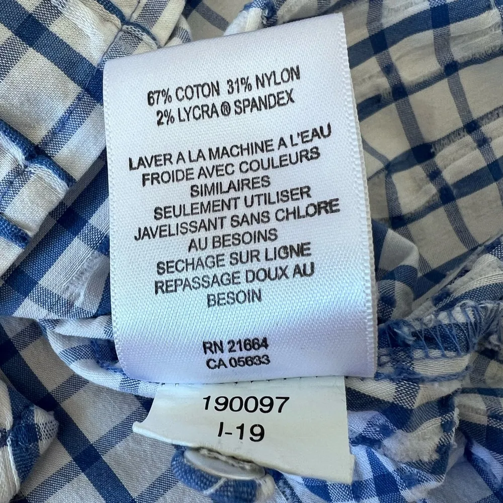 Foxcroft Womens Blue & White Mary Crinkle Gingham Combo Button Down Shirt - 22W - Image 5