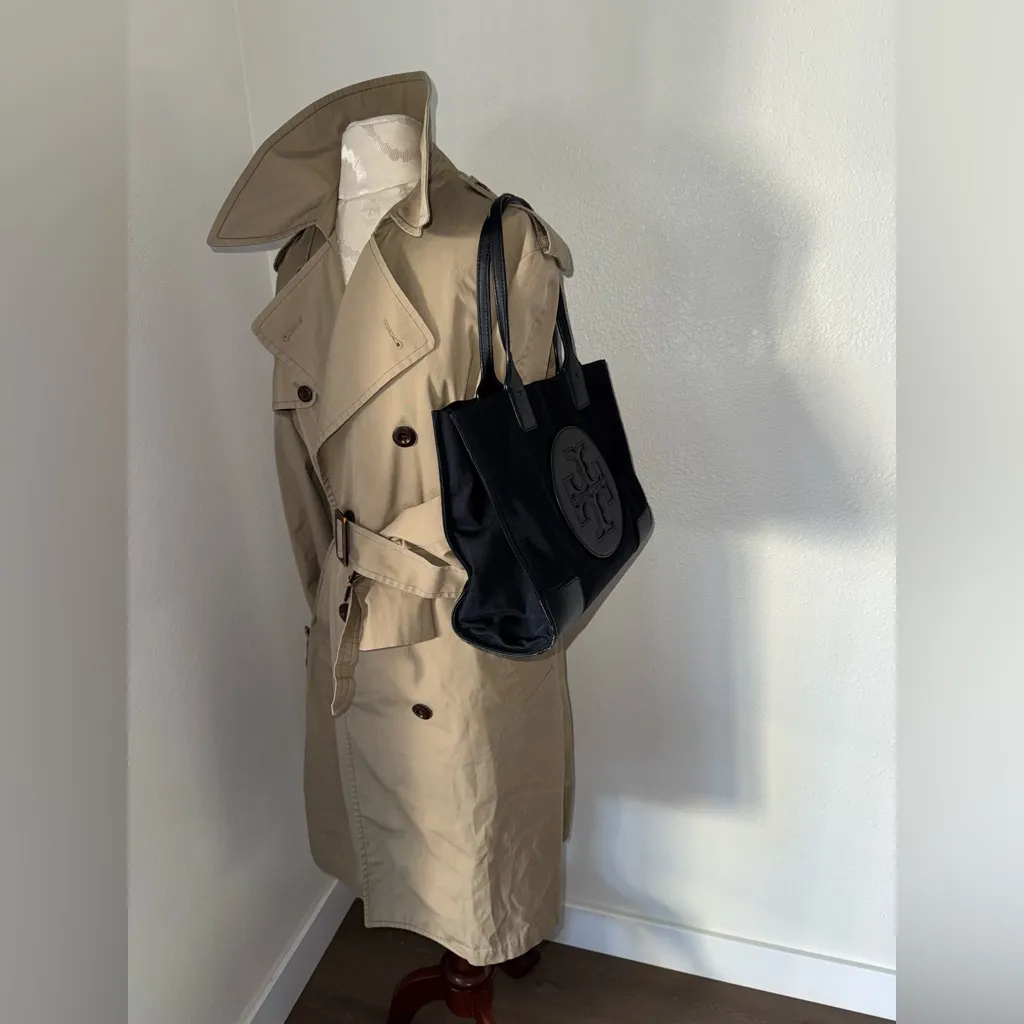 Tory Burch Black With Gold Nylon Small Ella Tote Handbag Women’s Purse Bag - Image 6