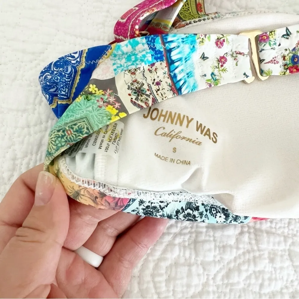 NEW Johnny Was Fae Bandeau Top Patchwork Floral Multicolor Size Small S - Image 2