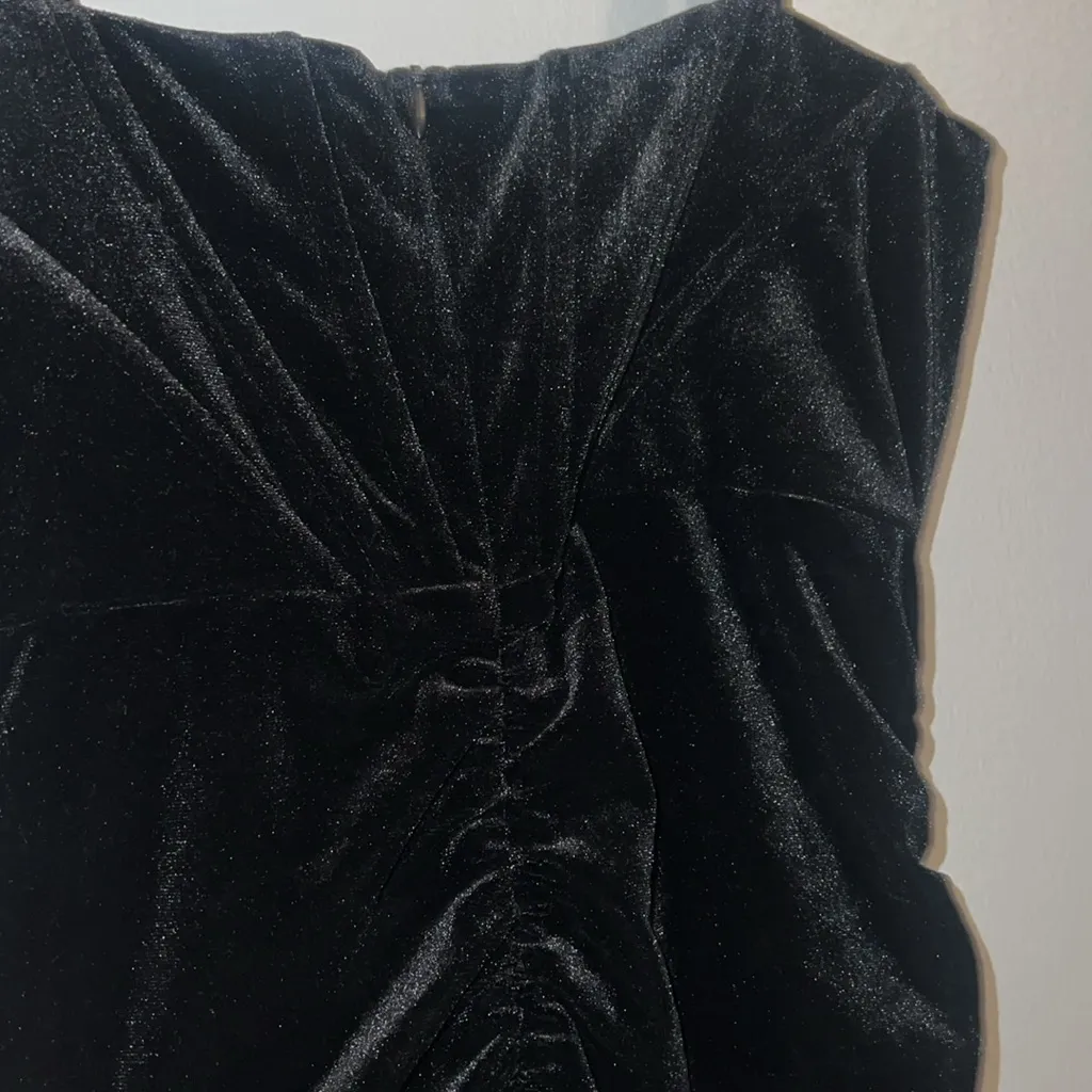 Black Corset Velvet Sexy Bodycon Milkmaid Mini Ruched Dress Sweetheart Fairycore Size M - Image 5