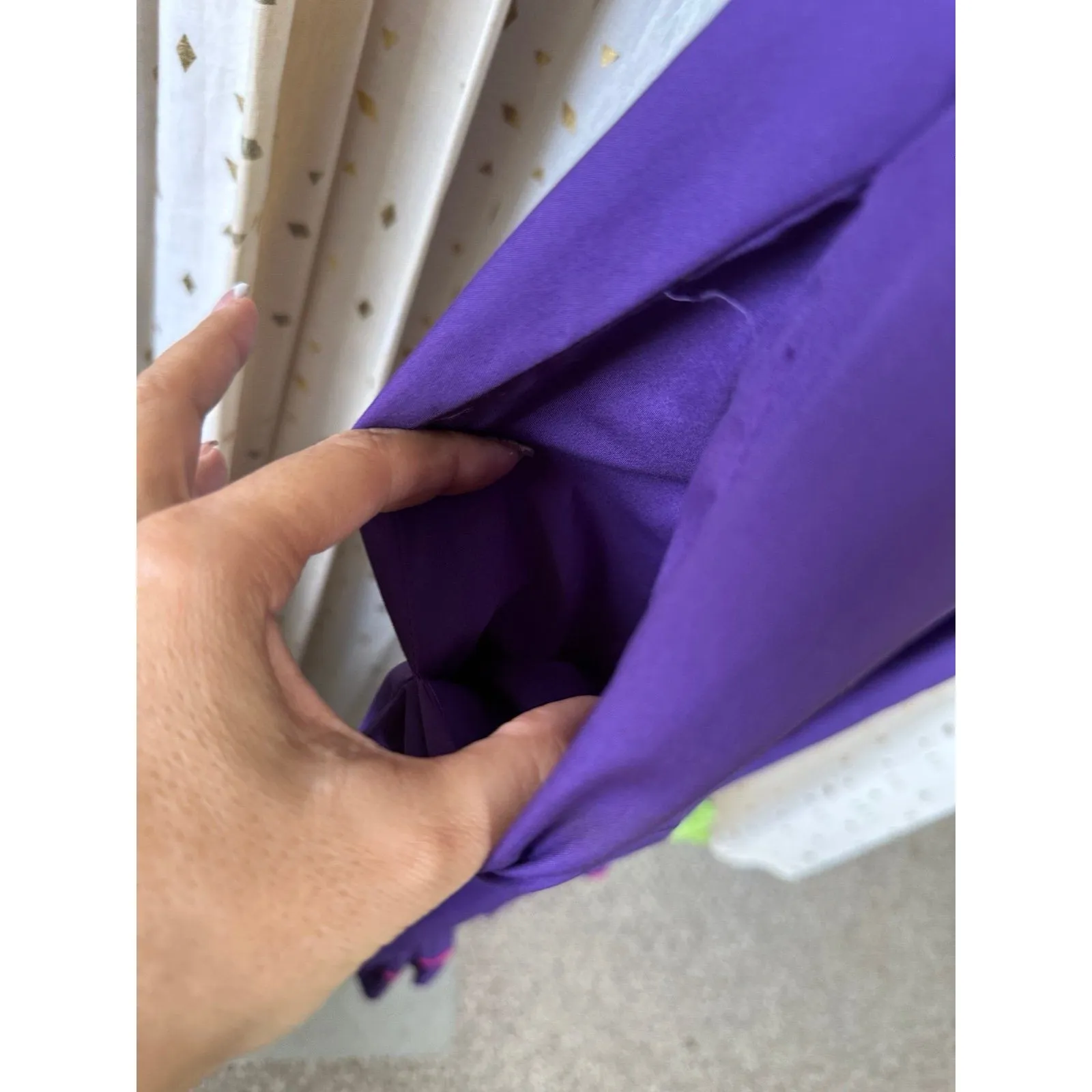 RM Hawaiian Quilt Applique On Off Shoulder Ruffles Muu Muu Midi Dress M Purple Size M - Image 3