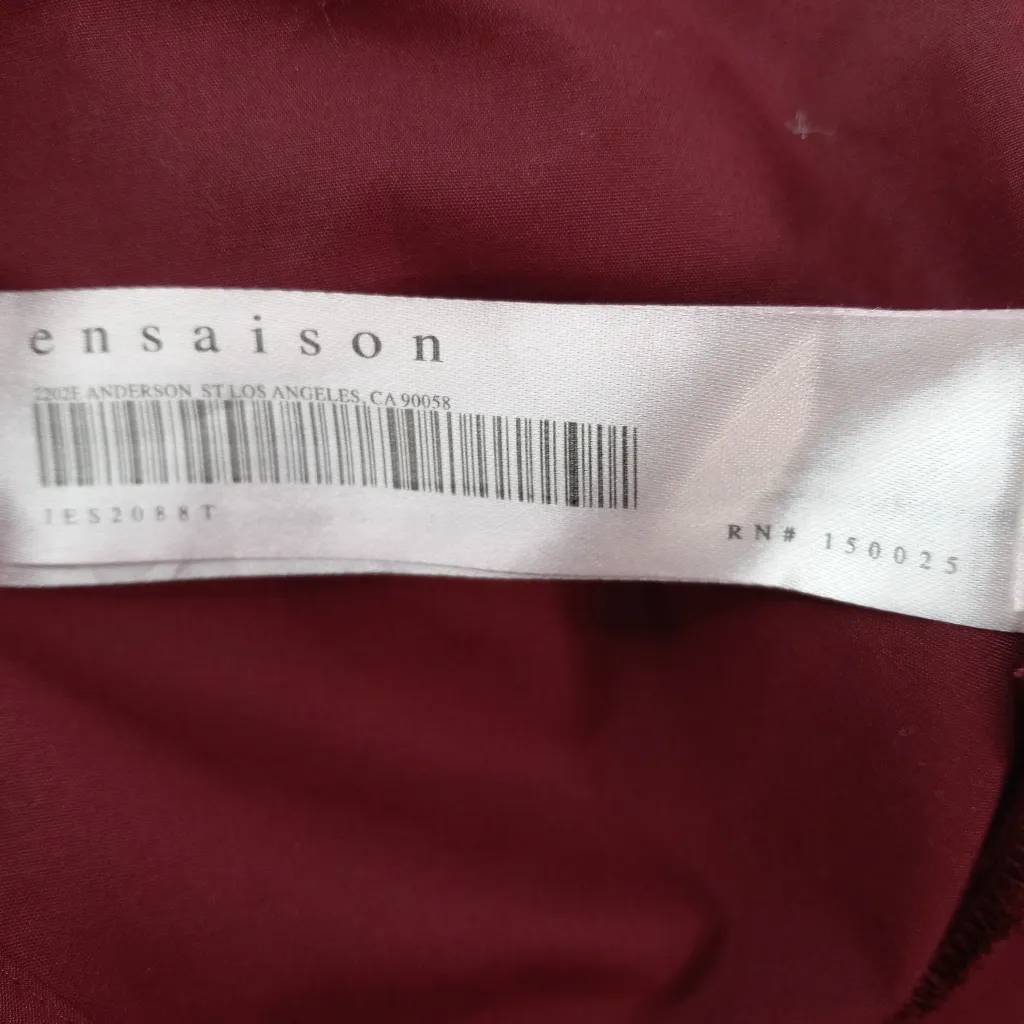 EnSaison L Babydoll Elegant Burgundy Puff Sleeve Tie Back Crop Top Red Size L - Image 8