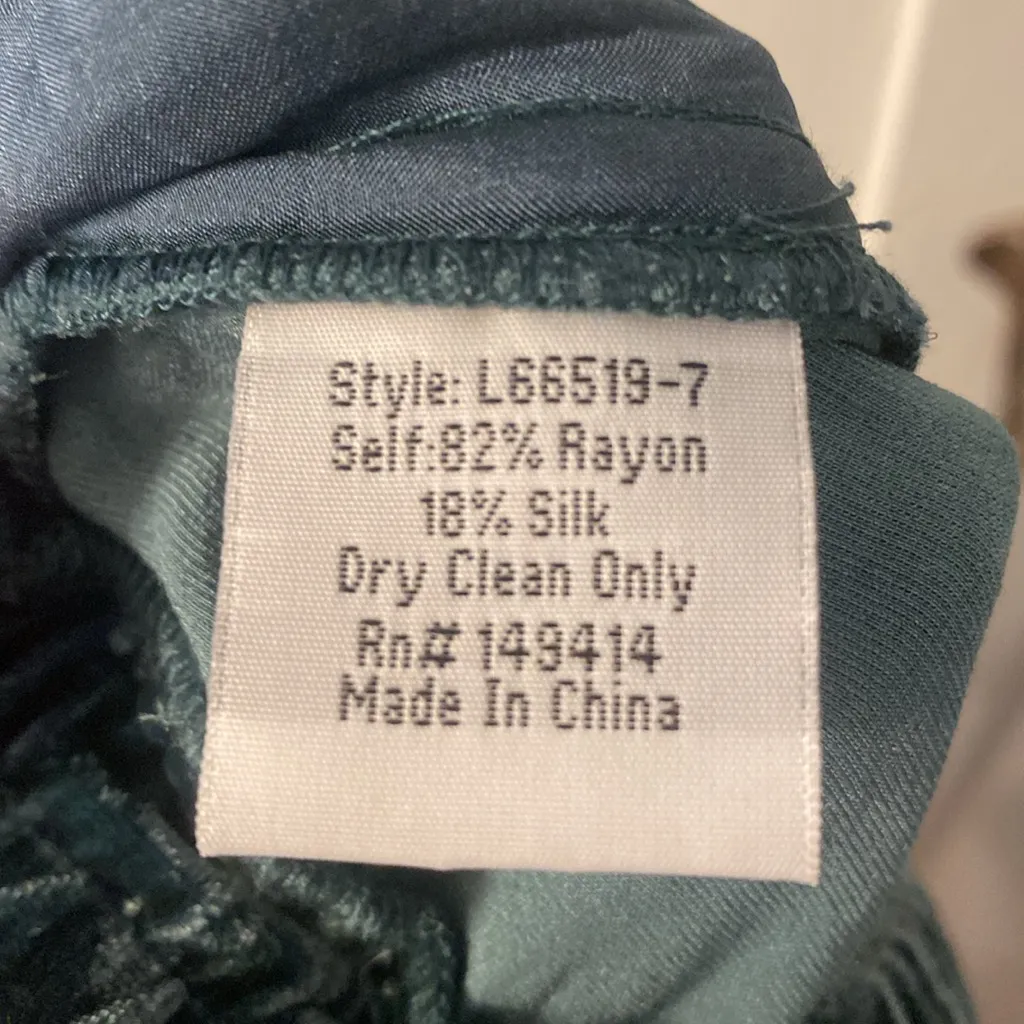 Johnny Was Jade Blue Green Crushed Velvet Tapered Pants Size Large Silk Blend - Image 11