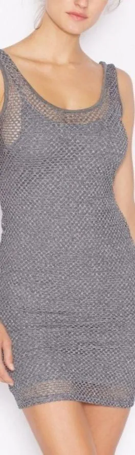 Topshop Gray Fishnet Spandex Sleeveless Bodycon Dress Size 2 - Image 6