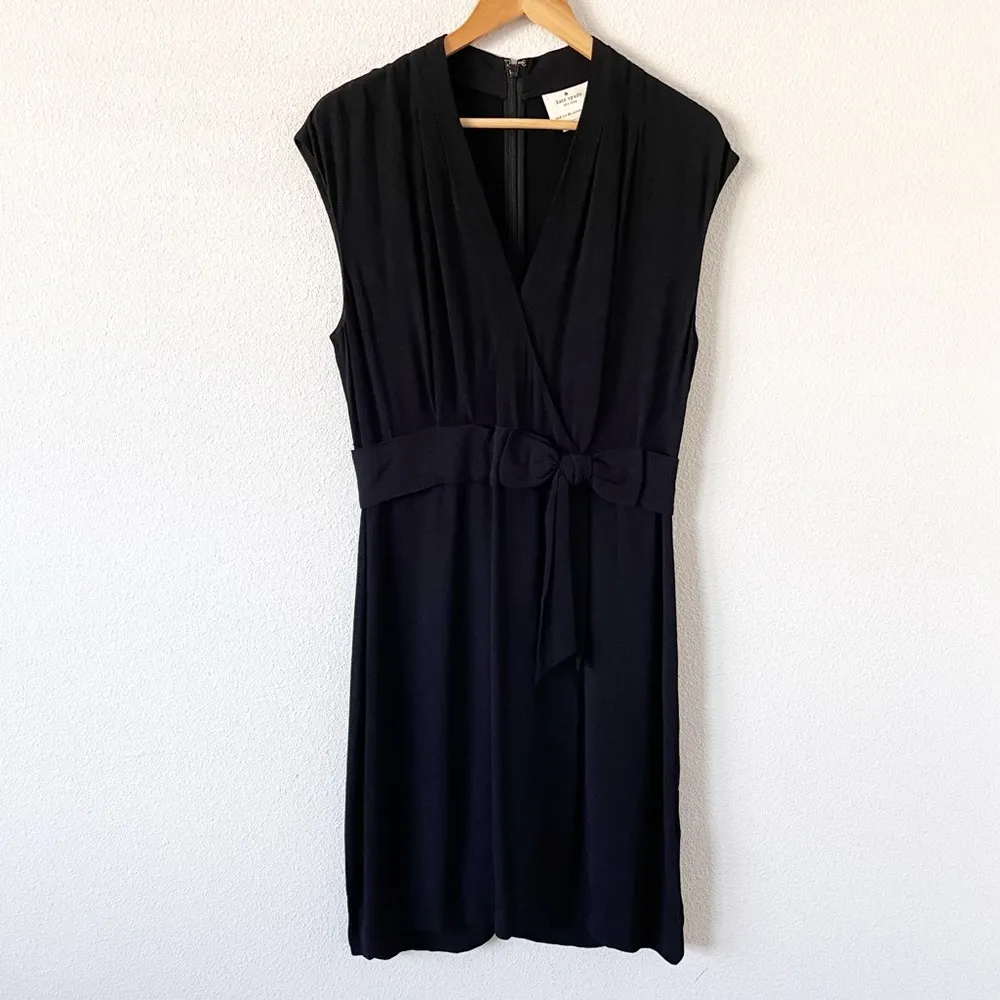 Kate Spade V-Neck Bow Tie Accent Sleeveless Dress in Black - Image 2