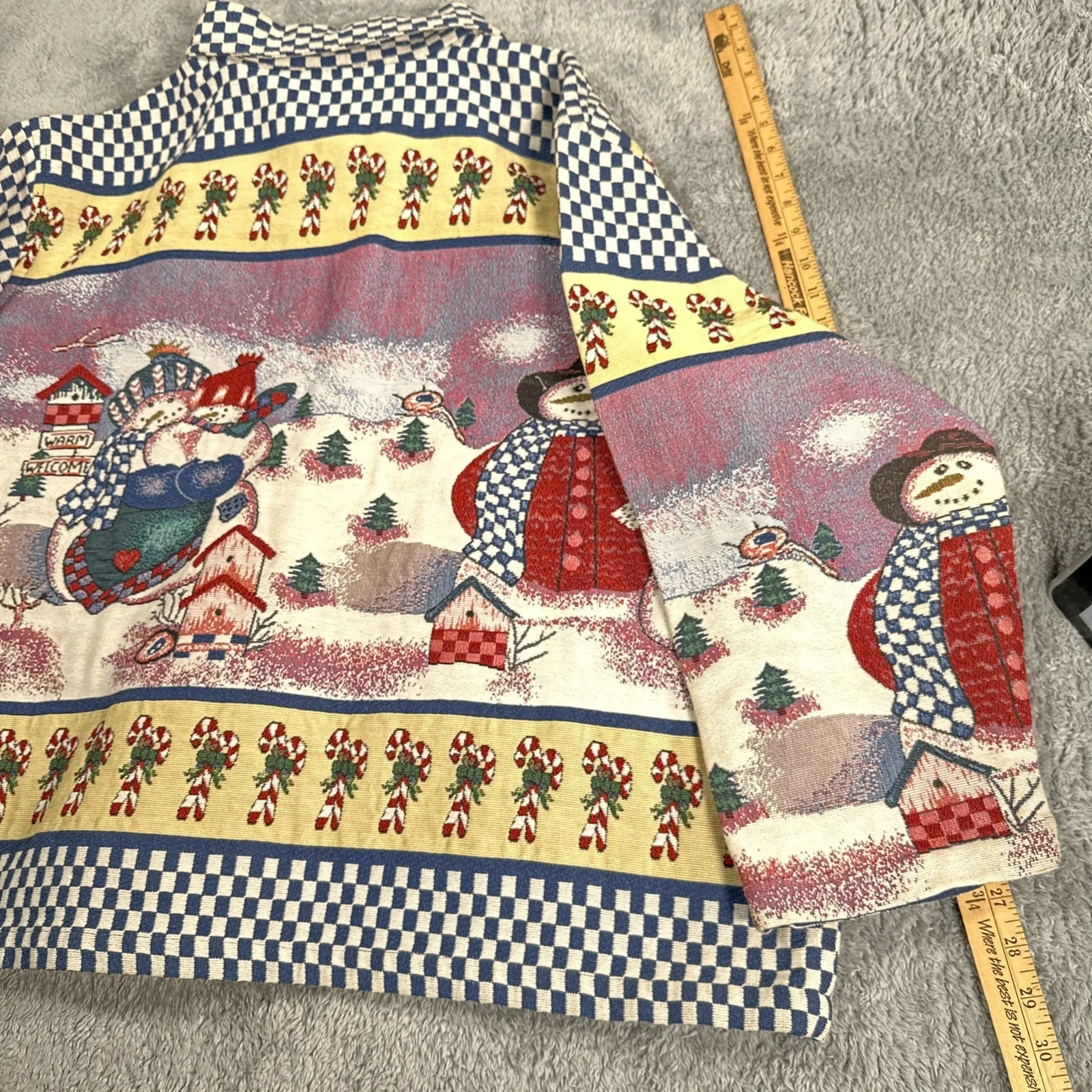 Willow Ridge Christmas Tapestry Jacket Women's SZ 3XL Winter Snowman AOP Vintage - Image 11