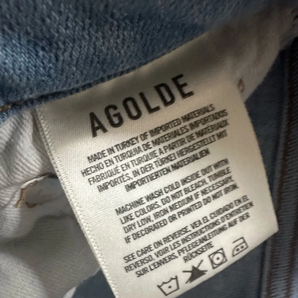 AGOLDE Raw Hem Distressed Pocket Sophie Jeans Size 24 High Rise Light Wash - Image 4