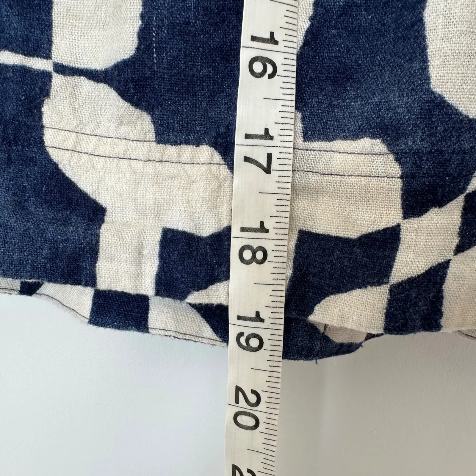 Abstract Print‎ Tank Top Sleeveless Button Front Navy Cream Casual Blouse small Blue - Image 5