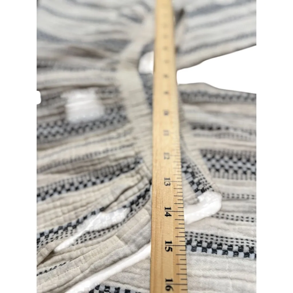 Madewell The Untailored Crop Pant Striped White blue Elastic Waist Cotton - Image 10