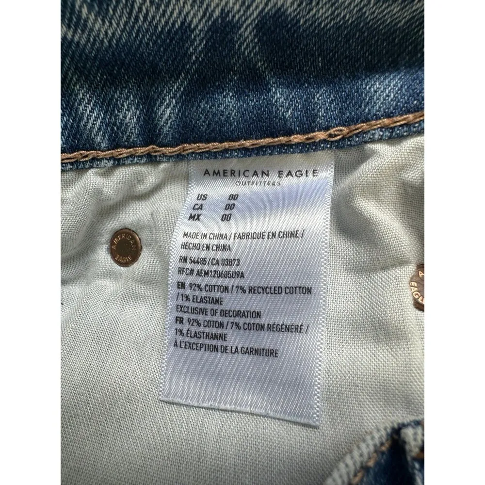 American Eagle AEO Highest Rise 90s Boyfriend Frayed Raw Hem Denim Shorts 00 - Image 6