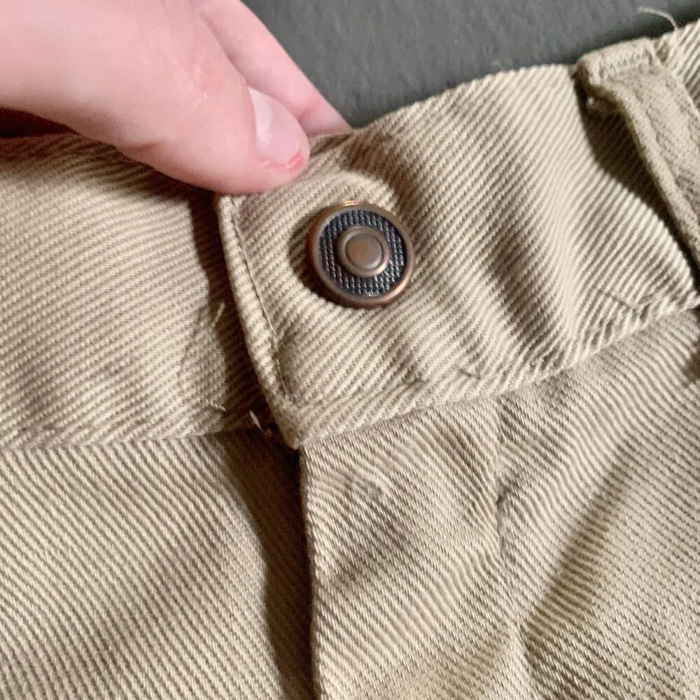 Vintage High Waisted Khaki Shorts with Raw Hem Cotton Twill 28/29 - Image 3